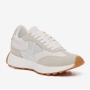 Women's White and Beige Sneakers
